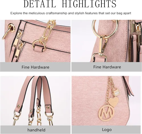 Vista 7 de MKF Collection Bolso de mano con cartera de muñeca, bolso cruzado de cuero vegano para mujer