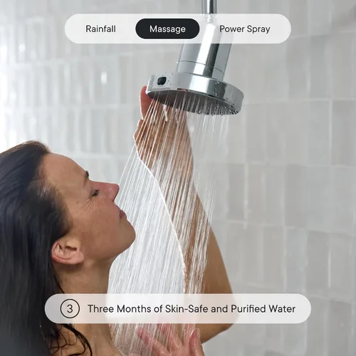 Vista 5 de Qure Cabezal de filtro de ducha para agua dura, cabello, piel y uñas más saludables, reduce el 99% de cloro, cabezal de ducha de alta presión