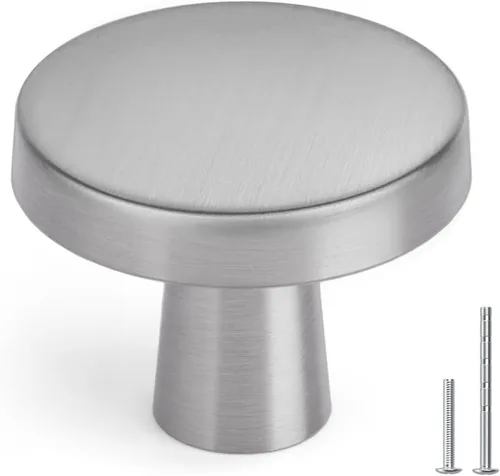 Vista 11 de homdiy Paquete de 5 manijas de gabinete negras redondas opacas, manijas de cocina de zinc y aleación de metal para cajones de cómoda, escritorio