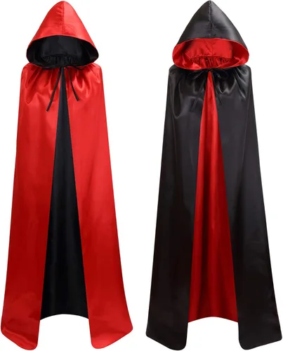 Vista 2 de Makroyl Capa reversible unisex con capucha para Navidad, Halloween, fiesta, vampiros, disfraces de cosplay