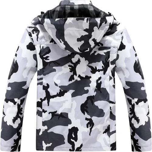 Vista 2 de Chaqueta impermeable ligera para hombre con capucha, para el aire libre, senderismo, viajes