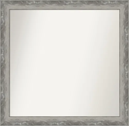 Vista 155 de Amanti Art Espejo de baño plateado para sobre el fregadero, 24 x 24 pulgadas, espejo cuadrado de peltre forjado a medida, marco de madera casual