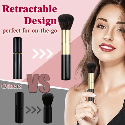 Vista 5 de Brochas de maquillaje retráctiles Kabuki, 2 piezas, brocha para polvo/brocha para base, rubor en polvo, bronceador, pulido, líquido, crema