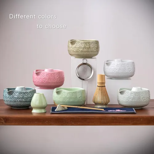 Vista 8 de Buucup Juego de batidor de matcha, kit de matcha de cerámica que incluye cuenco matcha, batidor y soporte, cuchara de bambú, soporte para cucharada
