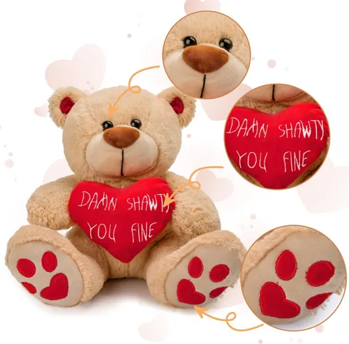 Vista 3 de CaseTank Regalos para el día de San Valentín para sus hijos: oso de peluche de 10 pulgadas divertido y lindo regalo de peluche, regalos