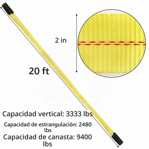 Vista 2 de TOPZEA Paquete de 2 correas de elevación de 20 pies x 2 pulgadas, correa de remolque de grúa de nailon resistente con bucle de extremo, correas