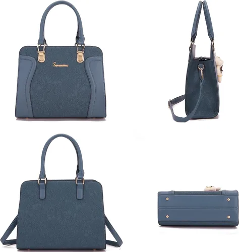 Vista 33 de Bolsos de mano de moda para mujer, bolsa de hombro, asa superior, bolsa de mano, juego de 4 piezas