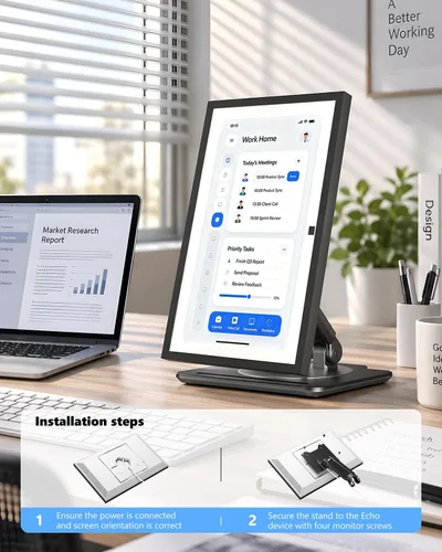 Vista 6 de Viozon Soporte ajustable compatible con Echo Show 15 y 21, base resistente giratoria de 360°, brazo plegable, construcción de aleación de aluminio