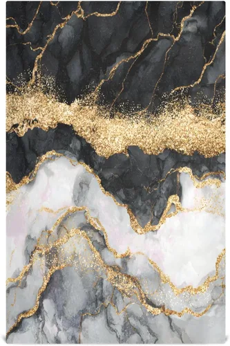 Vista 2 de Bolaz Juego de 4 toallas de cocina de mármol negro dorado ultra absorbente, secado rápido, paños de cocina de 28 x 18 pulgadas para cocinar
