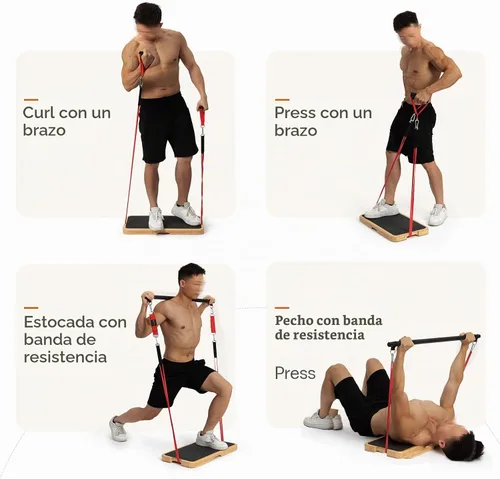 Vista 4 de StrongTek Resistance Band Training Platform, Bamboo/Wood, 1000 lb, Non-Slip