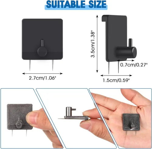 Vista 2 de Lounsweer 4 Piezas Ganchos de Cubículo para Paredes de Tela Clips de Cubículo Paneles de Tela Ganchos de Pared para Abrigos Acero Inoxidable