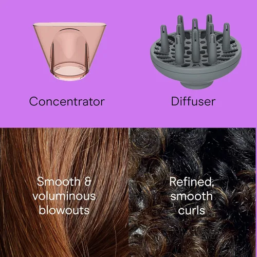 Vista 8 de INFINITIPRO de CONAIR - Secadora de pelo compacta sin encrespamiento, 2 veces más brillo, 3 veces más control de encrespamiento Rosa (Dusty Rose)