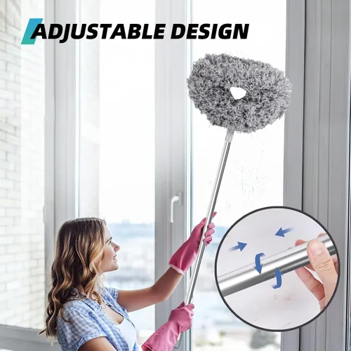 Vista 4 de DRQ Limpiador de ventilador de techo con poste de extensión de 13-48 Gris