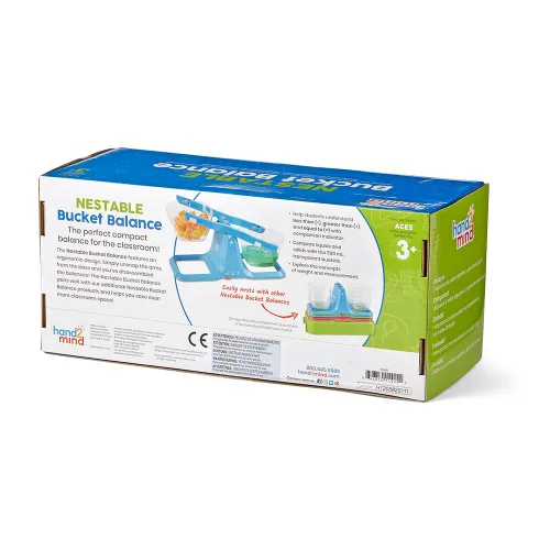 Vista 6 de hand2mind Balanza de cubo ajustable azul, báscula de balanza de cubo doble transparente para líquidos y sólidos, báscula para niños fácil de montar