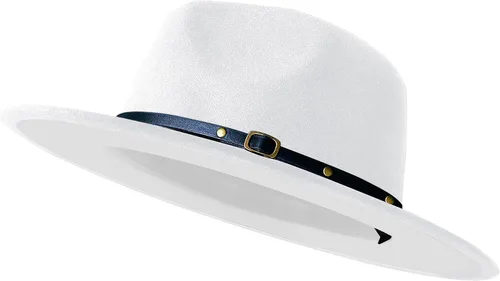 Vista 27 de Sombreros de ala ancha tipo Fedora para mujeres y hombres, sombrero de vestir de dos tonos, sombrero de fieltro tipo Panamá en dos tallas para Negro