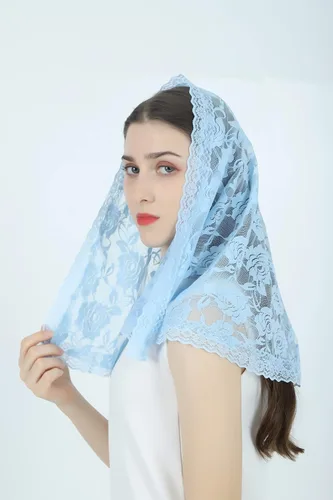 Vista 44 de Velo de mantilla de encaje suave y cómodo, 7 colores, estilo español, velo de encaje, cubierta de cabeza, forma de D