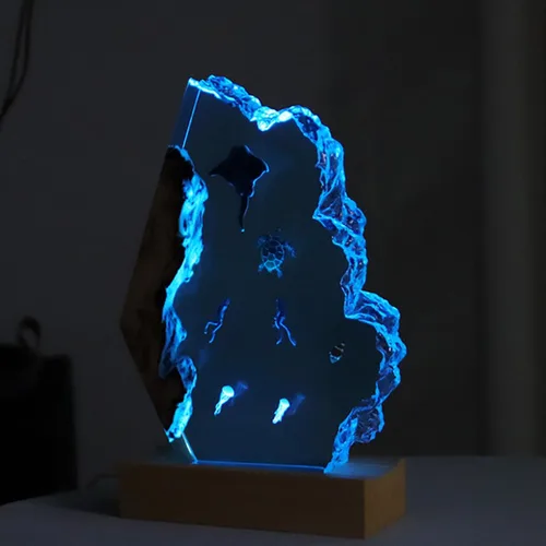 Vista 2 de Lámpara de buceo, lámpara de 8 pulgadas con LED desmontable, noche de madera para el hogar, 5 V USB ed Diver para dormitorio li habitación