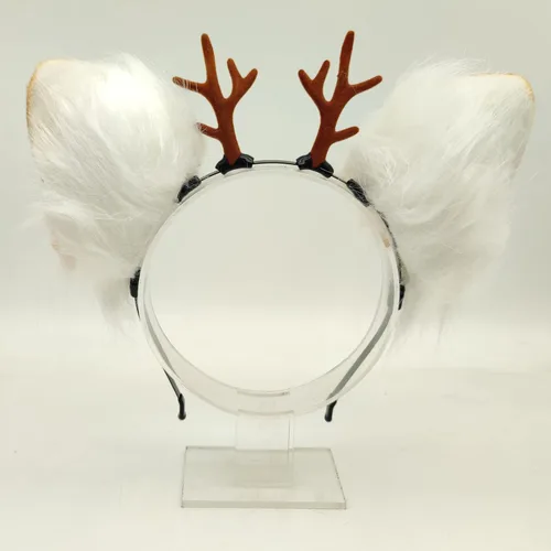 Vista 3 de Faylay Encantadora diadema de reno peludo, accesorios para el cabello de ciervo