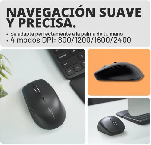 Vista 6 de Teclado y mouse inalámbricos retroiluminados X9 (Bluetooth + 2.4G) Combo ergonómico de teclado y mouse inalámbrico con reposamuñecas, recargable