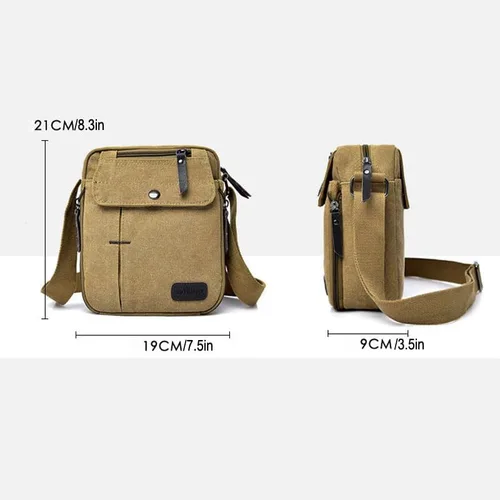 Vista 3 de MosaiRudo Bolsa de mensajero pequeña de lona para hombre, bolsa de hombro casual para hombres y mujeres, bolsa de transporte de viaje, bolsa