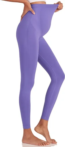 Vista 3 de Enerful Leggings de maternidad para mujer sobre el vientre, sin costuras, suaves, para embarazo, entrenamiento, yoga activo, pantalones