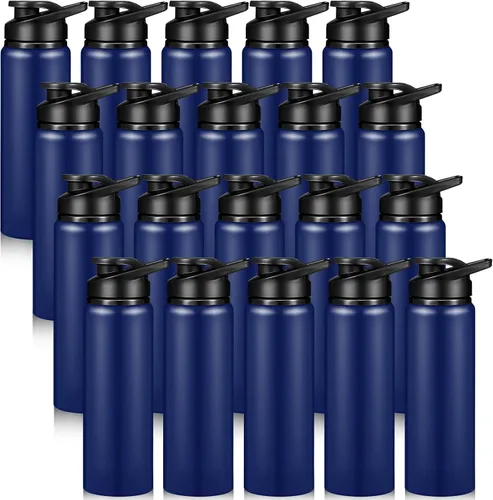 Vista 13 de Potchen - Paquete de 20 botellas de agua de aluminio con tapa a presión, color negro, 20 onzas