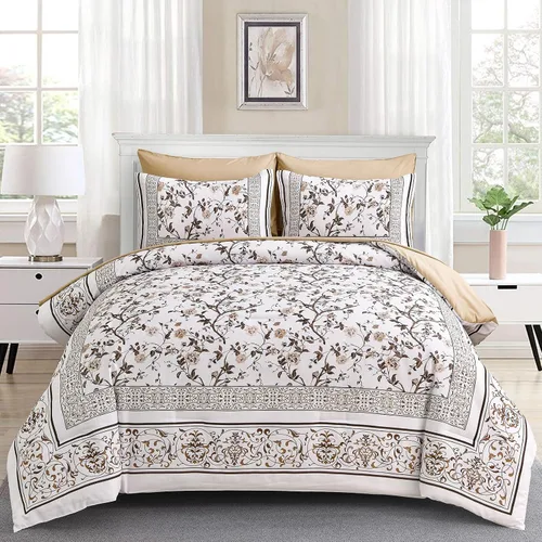 Vista 9 de Dobuyly Juego de edredón floral tamaño individual, juego de cama de 5 piezas en una bolsa, juego de ropa de cama botánico de microfibra suave