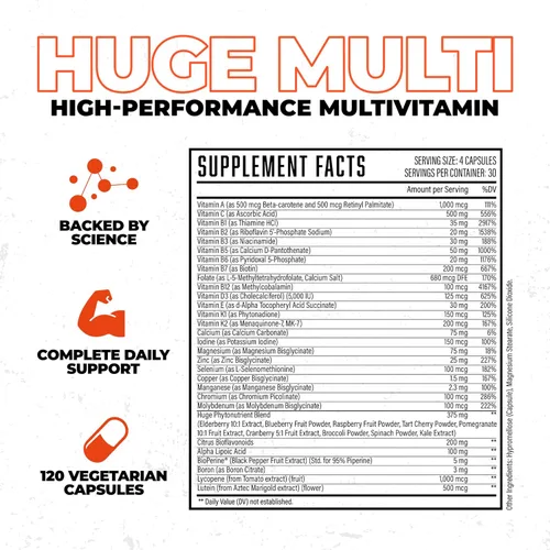 Vista 5 de Gran multivitamínico para hombres, fórmula todo en uno de alto rendimiento para atletas y culturismo, reposición de vitaminas y minerales, apoya