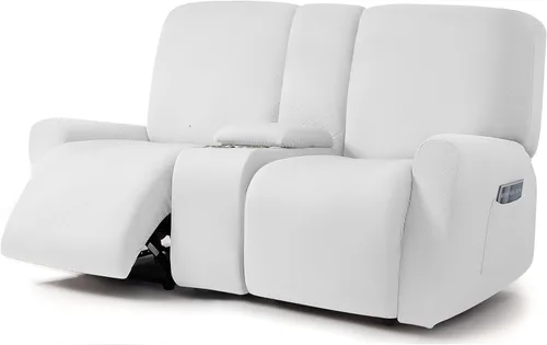 Vista 26 de ULTICOR Fundas para sofá reclinable de 8 piezas con diseño de jacquard cuadrado, fundas elásticas para sofá reclinable de 3 cojines, gruesas, suaves