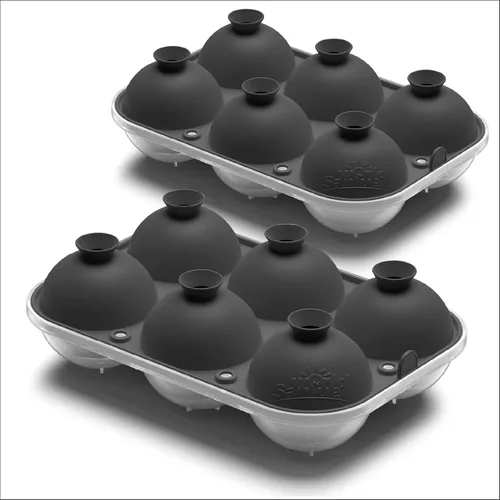 Vista 12 de Samuelworld - Gran molde para bolas de hielo con tapa, bolas de hielo de 6 x 2,5 pulgadas - Sin BPA, bandeja de hielo redonda de silicona fácil