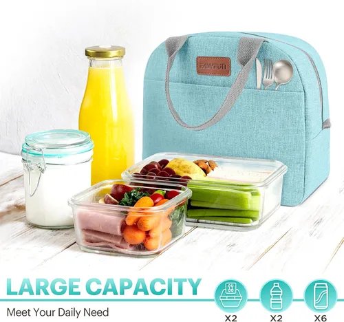 Vista 3 de Bolsa de almuerzo para mujeres y hombres, lonchera aislada para adultos, pequeña lonchera hermética enfriadora, contenedores de comida para almuerzo