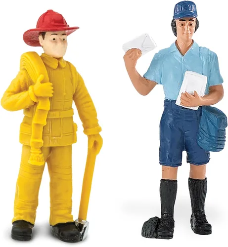Vista 4 de 7 figuras de héroes cotidianos de Safari Ltd: trabajador de la construcción, agente de policía, cartero, cocinero, bombero, piloto y veterinario