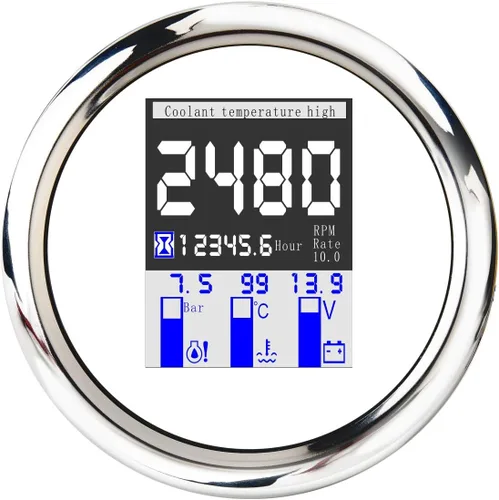 Vista 15 de ELING Voltímetro multifuncional 4 en 1 de 3.346 in, presión de aceite, nivel de combustible, medidor de temperatura del agua 9-32 V para automóvil