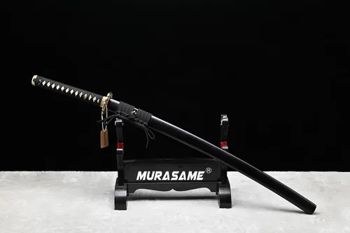 Vista 9 de MURASAME 41" Katana Espada Arcilla Templado Damasco Doblado Acero Real Hamon Latón Tsuba Muy Afilado
