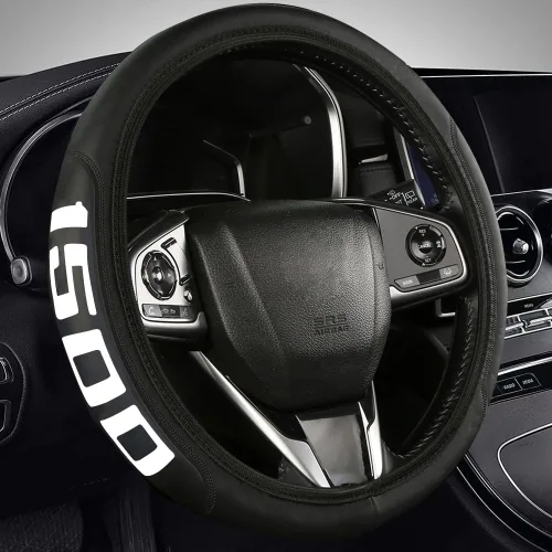 Vista 3 de Cubierta de volante de camión de piel de microfibra para Dodge Ram 1500 Chevy Silverado GMC Sierra 1500 -Blanco 38-42 cm
