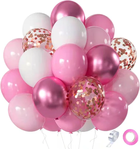Vista 7 de Juego de 60 globos de color negro dorado y plateado, 60 globos metálicos cromados dorados y plateados de 12 pulgadas para cumpleaños, boda