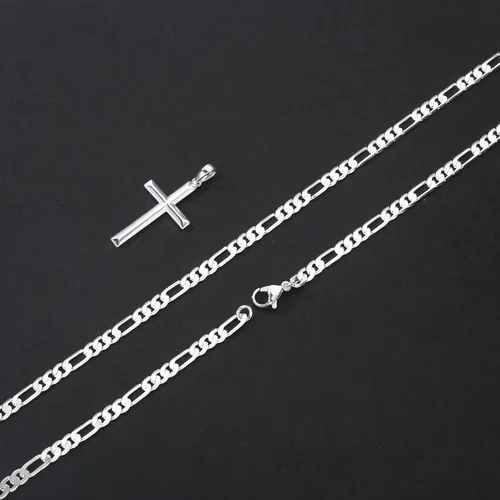 Vista 5 de Ursteel Collar de cruz con colgante de cruz de plata esterlina S925 para hombre, collar de cruz chapado en oro de 18 quilates, plata negra, collar