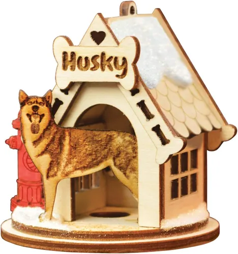 Vista 17 de Basset Hound Dog Tea Light Display Adorno de Navidad de madera para árbol de Navidad