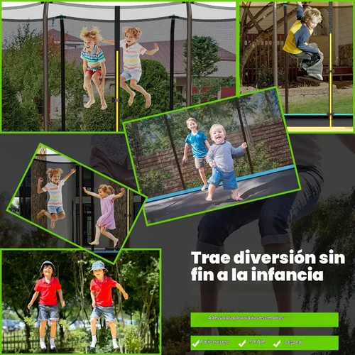 Vista 7 de Giantex Trampolín rectangular de 8 pies x 14 pies con certificación ASTM con recinto, escalera, marco de acero galvanizado de doble cara, carga Azul