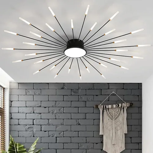 Vista 12 de Lámpara de techo LED regulable de 32 pulgadas, 12 luces de techo, lámpara de techo empotrada, iluminación de interior dorada para sala de estar, 12