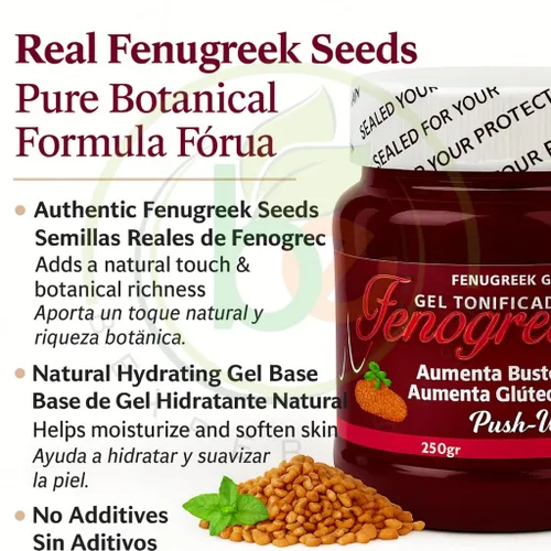 Vista 7 de Gel tonificante Fenogreco (fenogreco) - 8.82 oz - 100% natural con semillas de fenogreco reales - Sensación hidratante y tonificante - Gel cosmético