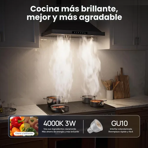 Vista 8 de VIKIO HOME Campana extractora negra para montaje en pared de 30 pulgadas, campana extractora de cocina de acero inoxidable 980 CFM con conducto/sin