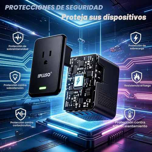 Vista 5 de Convertidor de voltaje de 220 V a 110 V de Estados Unidos a Europa para secador de pelo, adaptador de convertidor de corriente combinado con carga
