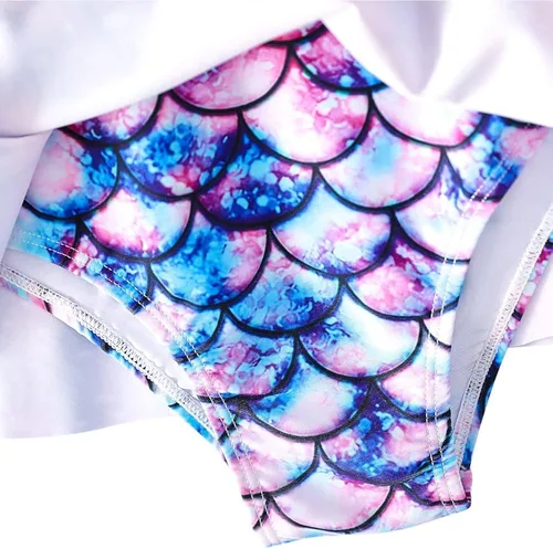 Vista 5 de Yuegoo Traje de baño para niñas, de una pieza, estampado 3D, con volantes, para playa, 2-9T