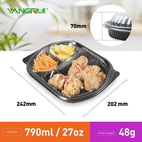 Vista 4 de YANGRUI Contenedor de preparación de comidas, paquete de 30 recipientes de 30 onzas sin BPA reutilizables para llevar con tapas, envoltura