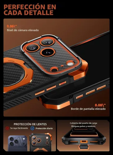 Vista 9 de SUPCASE Funda para iPhone 17 Pro Max con función atril (agarre de unicornio escarabajo), cubierta de control de cámara, compatible con MagSafe