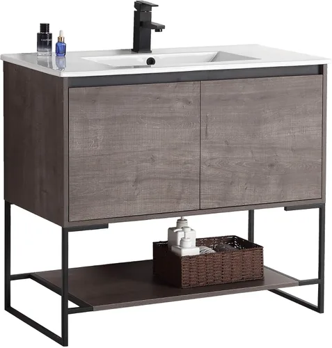 Vista 30 de Mueble de baño URBANIA VANITY con 2 puertas, estante y lavabo