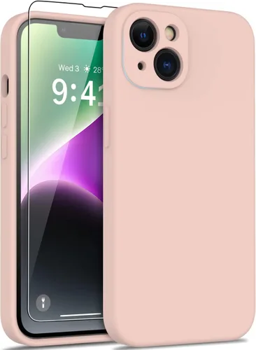Vista 14 de DEENAKIN Funda compatible con iPhone 14 Plus con protector de pantalla, funda mejorada para cámara, goma de gel de silicona suave probada contra