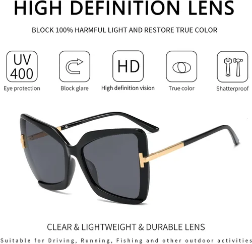 Vista 2 de Gafas de sol de ojo de gato para mujer, protección UV, diseño de ojo de gato, mariposa, AM014