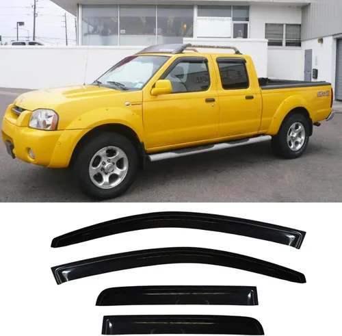 Vista 11 de Sun Rain Guards - Deflector de viento para ventana, 4 piezas de cinta en canal en color humo oscuro para Nissan Titan Crew Cab 2004-2015 194858
